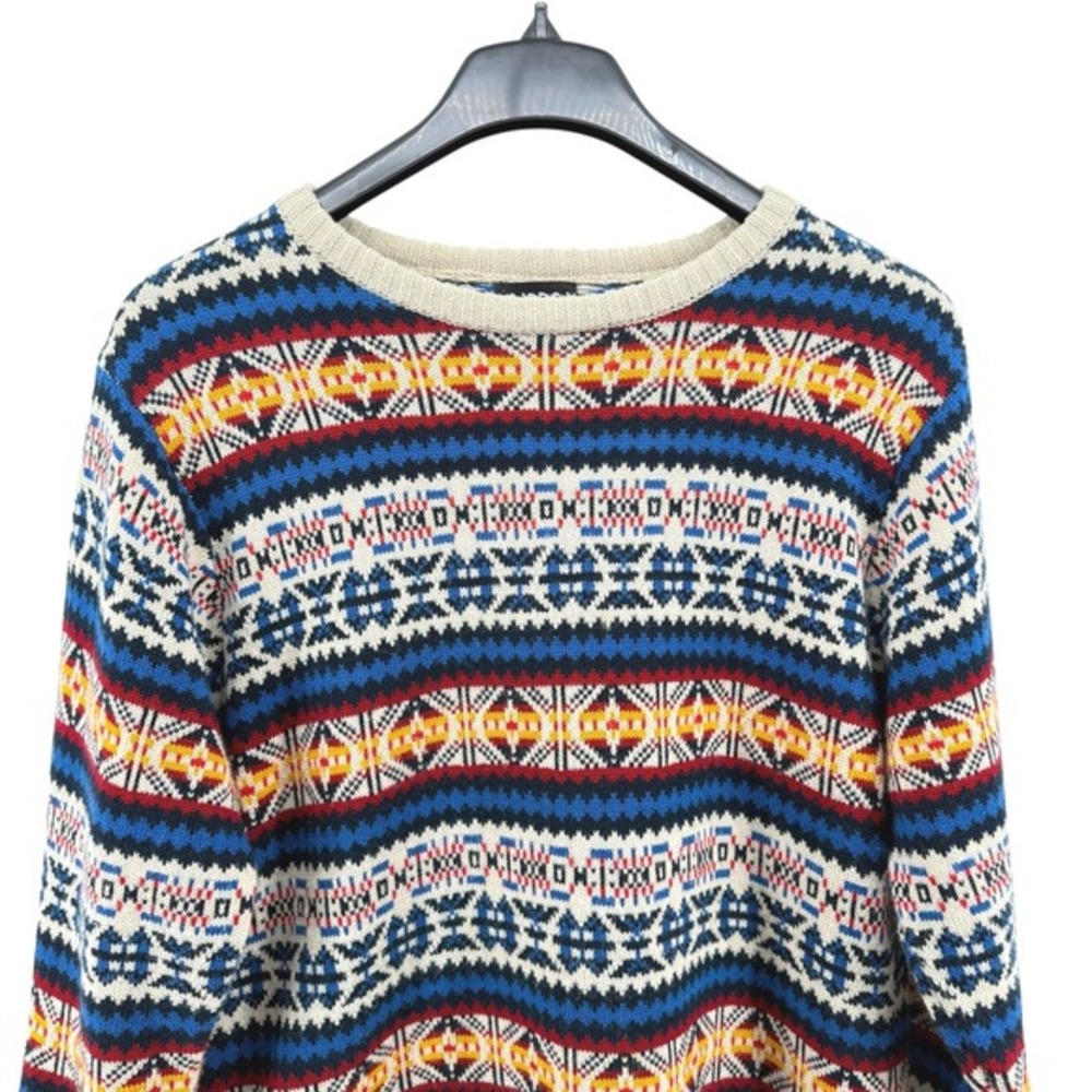 CARBON Mens XL Pre-Owned Fair Isle Geometric Pattern Sweater Crew‎ Long Sleeve